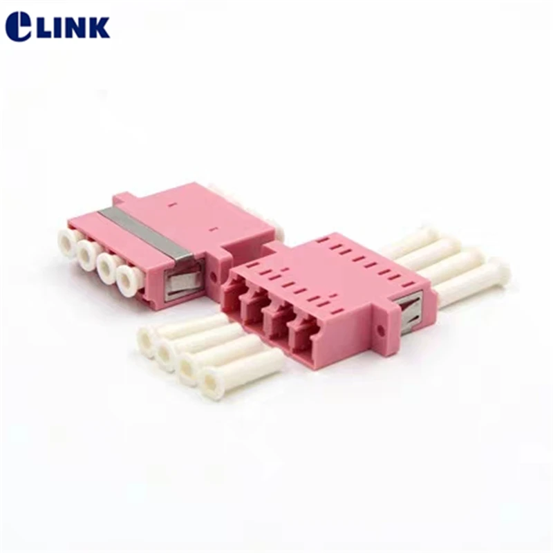 50pcs LC Quad fiber optic Adapter OM4 Magenta optical fibre connector UPC ftth coupler MM free shipping IL&lt0.2dB ELINK | Мобильные