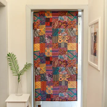 

window valance doorway curtain linen screen decoration for home bohemia printing cenefa para salas DW130