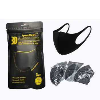 

3D Black Sponge Mouth Mask Washable Dustproof Reusable Face Mask Adult Mask