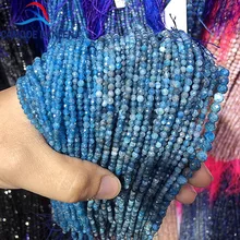 Натуральный камень граненый голубой океан Апатит круглых бусин 2/3/4 мм бусины для самостоятельного изготовления ювелирных изделий Цепочки и ожерелья, браслет, серьги