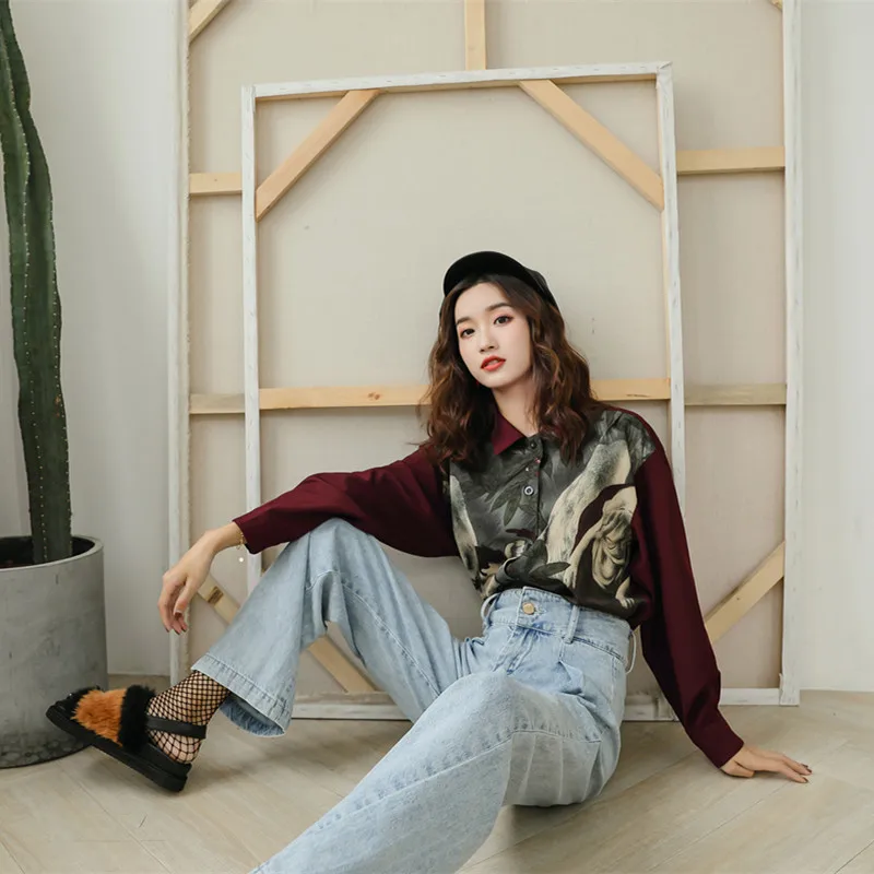 Fashion Tide NEW Summer Thin Styles Fashion High Street Shirt Female Blouse Printed Single Breasted Ooffee Color WG21717M