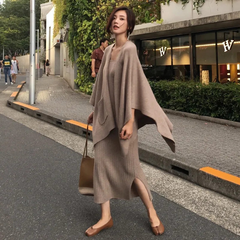knit dress and cardigan set