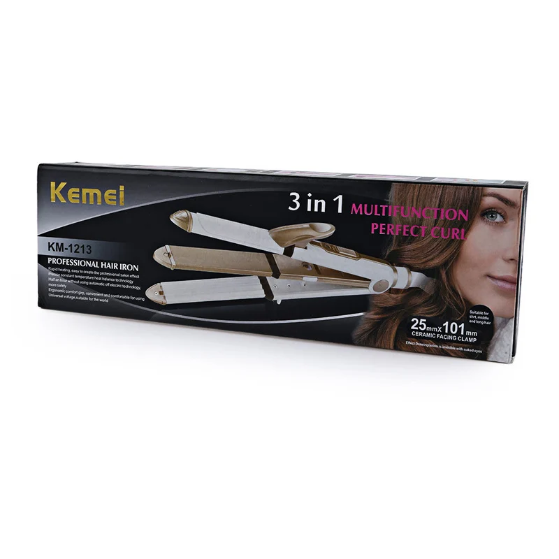 Kemei Профессиональный Выпрямитель для волос Быстрый нагрев производительность Электронные Керамические Утюги выпрямитель для волос инструмент для укладки F30 - Цвет: Gold with box