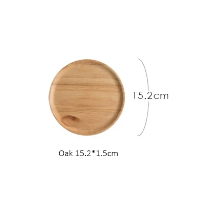 15.2cm Oak wood Круглый дуб lovesickness дерево твердой древесины тарелка фруктовое блюдо, тарелка поднос десерт еда суши обеденная тарелка, столовая посуда набор Прямая поставка - Цвет: 15.2cm Oak wood