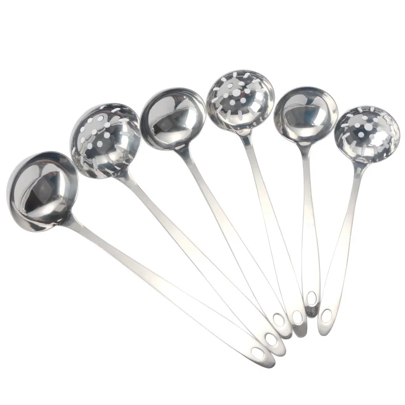 

6pcs/set Stainless Steel Hot Pot Spoon Colander Set Restaurant Kitchen Gadget Spoon Thickening Household Filter Colander Set