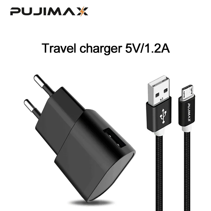 

PUJIMAX USB Charger with 1m USB Cable For iPhone x 5V 1.2A USB Wall/Travel Charger Portable Mobile Phone Charging For Samsung