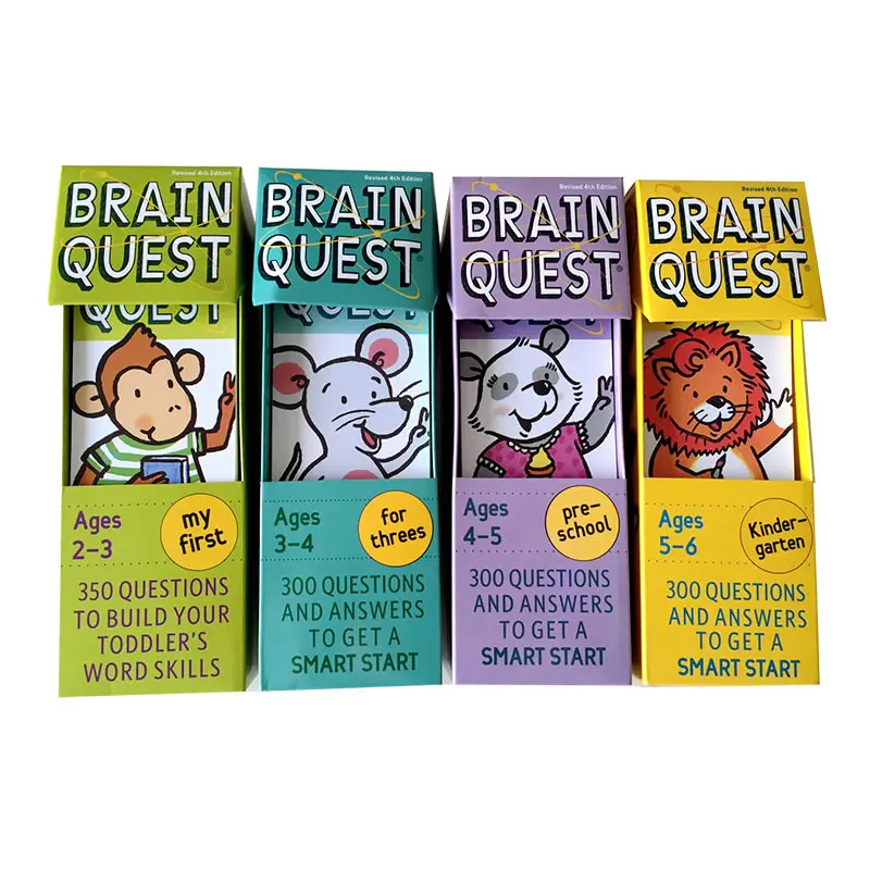 

Nieuwe Collectie 4 box/set Hersenen Quest Engels Kaarten Kids Kinderen geletterdheid intellectuele ontwikkeling vraag en antwoor