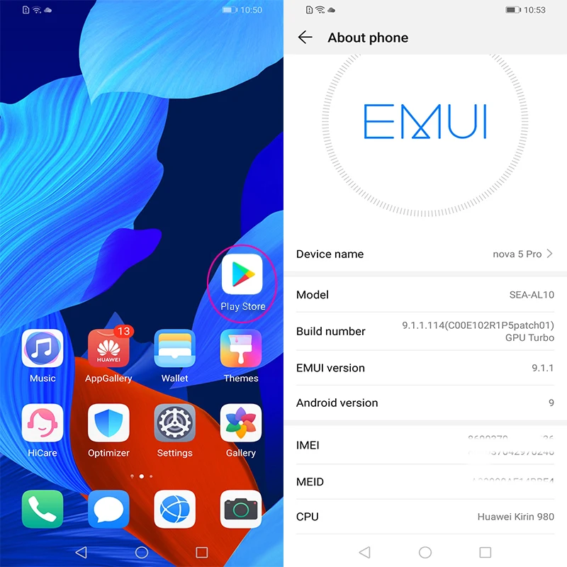 Мобильный телефон HuaWei Nova 5 Pro, 8 ГБ, 128 ГБ, четыре ядра, 6,39 дюймов, OLED экран, сканер отпечатков пальцев, Android 9,0, 40 Вт, SuperCharge, NFC