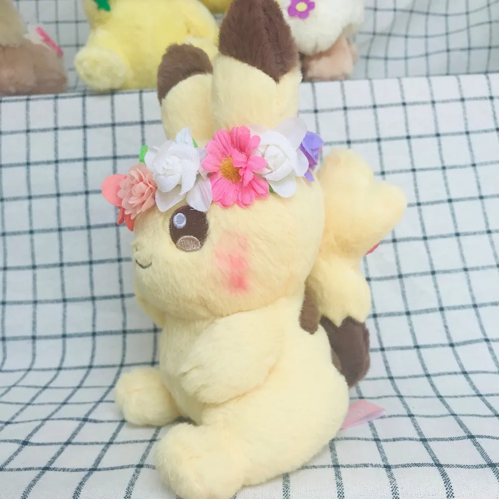 TAKARA TOMY Покемон Eevee Пикачу плюшевая игрушка милая Аниме Кукла Kawaii венок животное чучело подарок для подруги хобби коллекционная