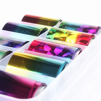 

12 sheets/box Colorful Laser Starry Sky Nails Foils DIY Craft Adhesive Glue Art Foils Nail Sticker Paper for Manicure Decor
