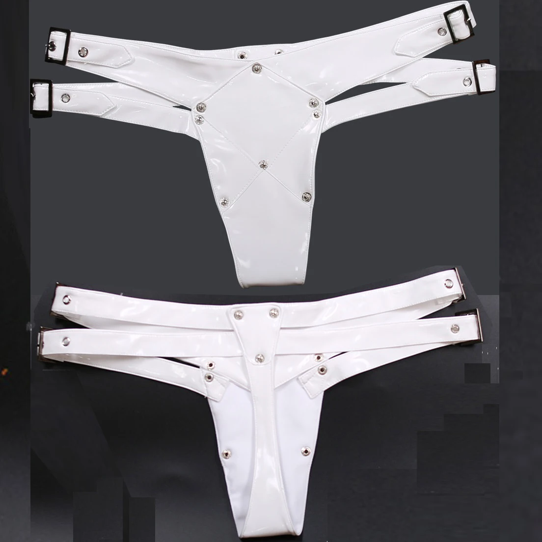 

Women Adjustable Waist Panties Low Waist Narrow Crotch T-Back Tanga PVC Latex Leather Mirror Thong G-Strings T Crotch Lady Panty
