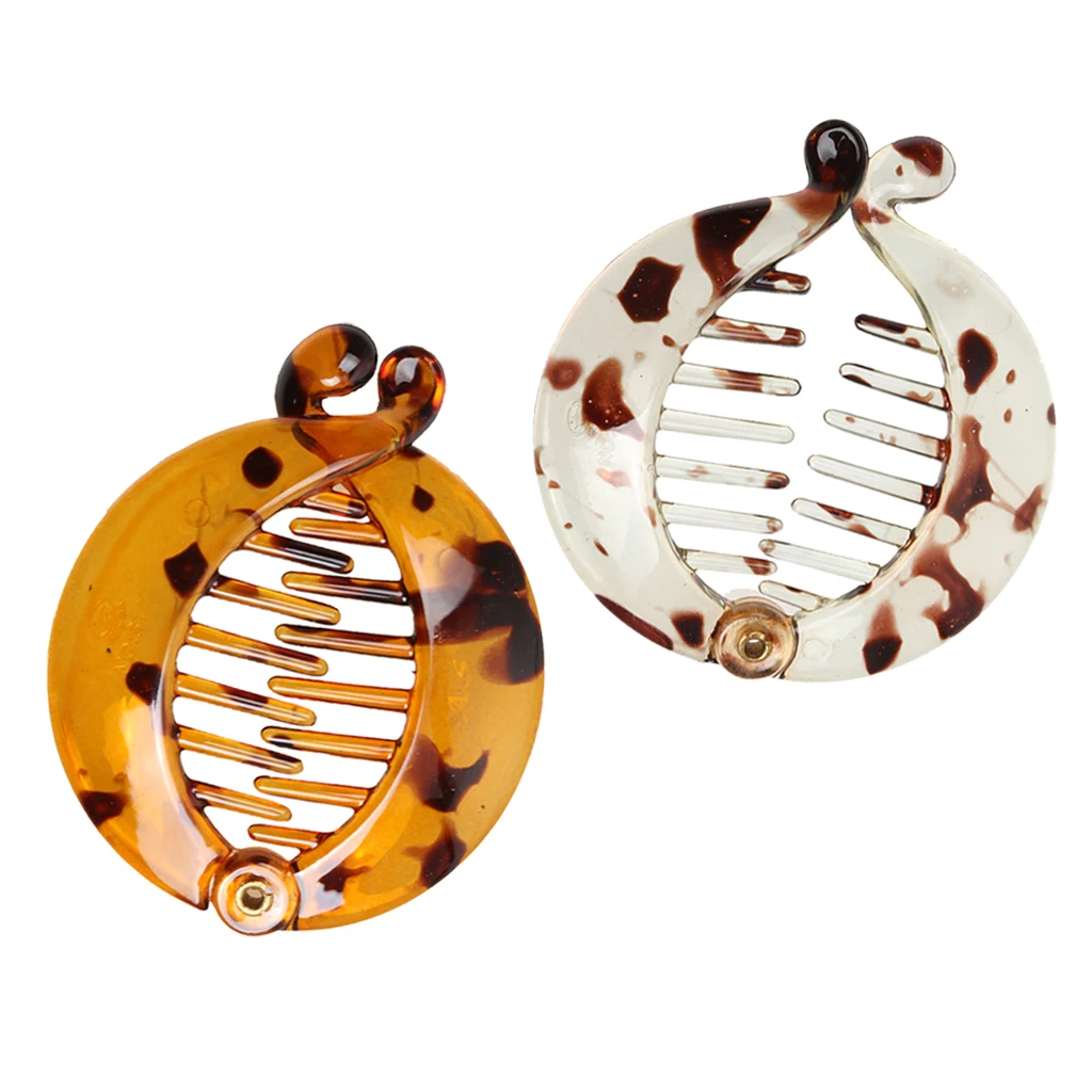 

2PCS Leopard Print Banana/Fish Hair Clips Hair Comb Grips Headwear