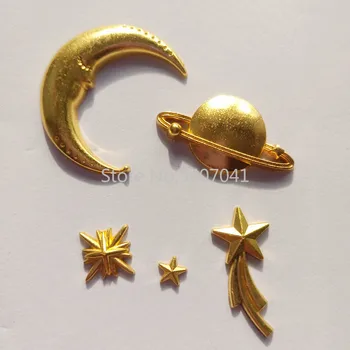 

Popular5pcs/lot Planet Star Moon Jewlery Making Findings Frame Pendant Gold Charm Bezel Setting Cabochon Setting UV Resin Charm
