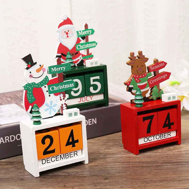 Деревянный блок Advent Настольный календарь креативный подарок Новогодний Обои для рабочего стола Рождественский вечный календарь домашний декор Merry X