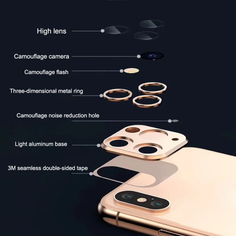 Камера 3D Защитная Наклейка на рассеиватель для IPhone X XS MAX крышка камеры секундная замена на IPhone 11 Pro MAX материал из алюминиевого сплава