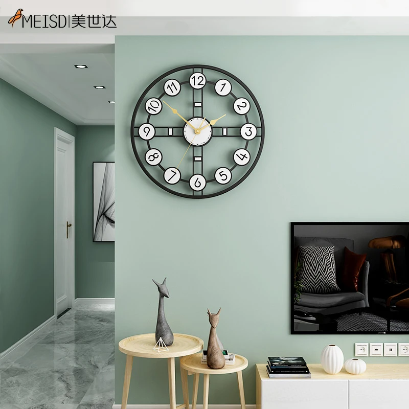 MEISD новые металлические настенные часы дизайнерские круглые черные horloge