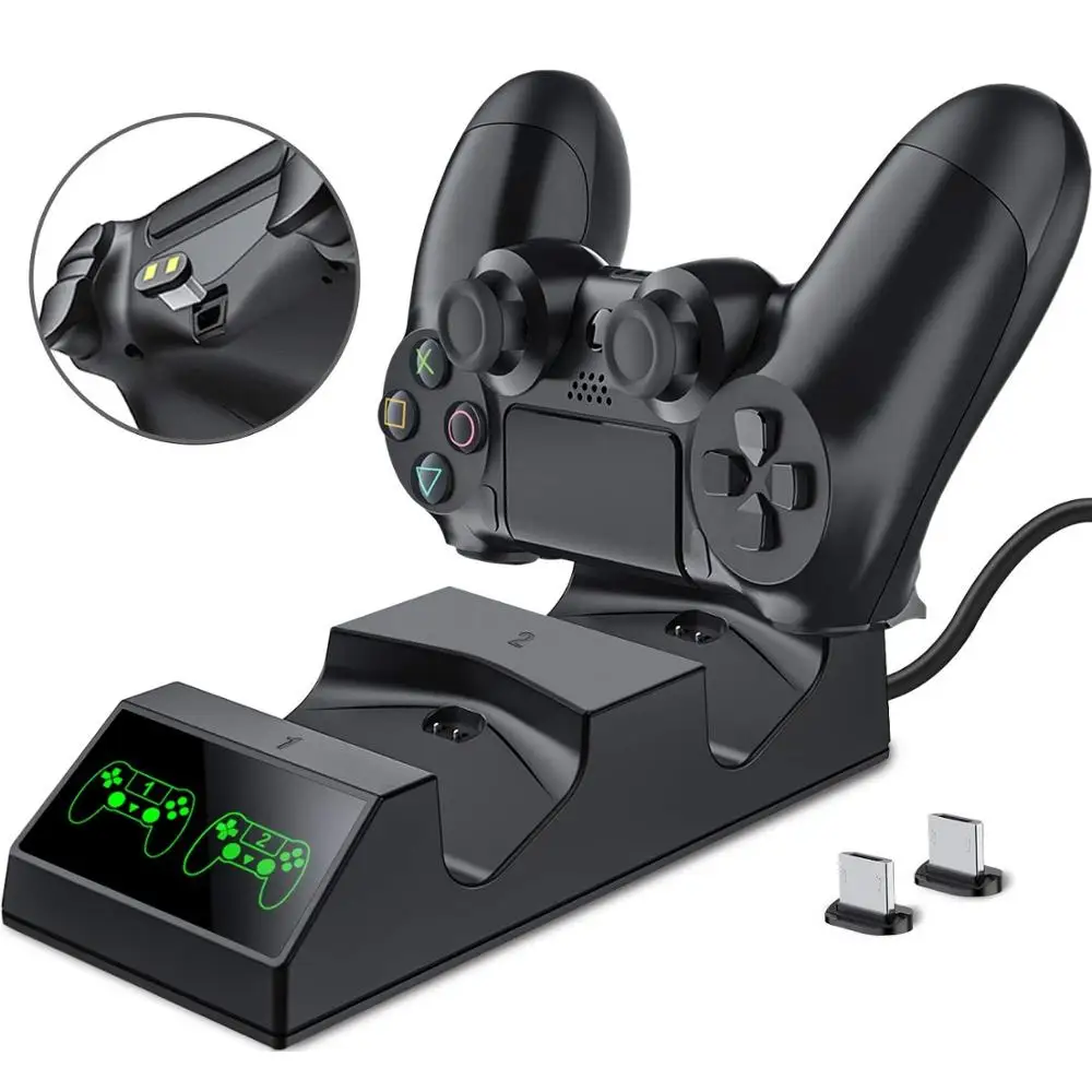 Black Контроллер PS4 зарядное устройство Playstation 4 зарядная станция с 2 микро usb зарядными дуглами двойная зарядная док-станция для sony PS4 Slim Pro - Цвет: Black