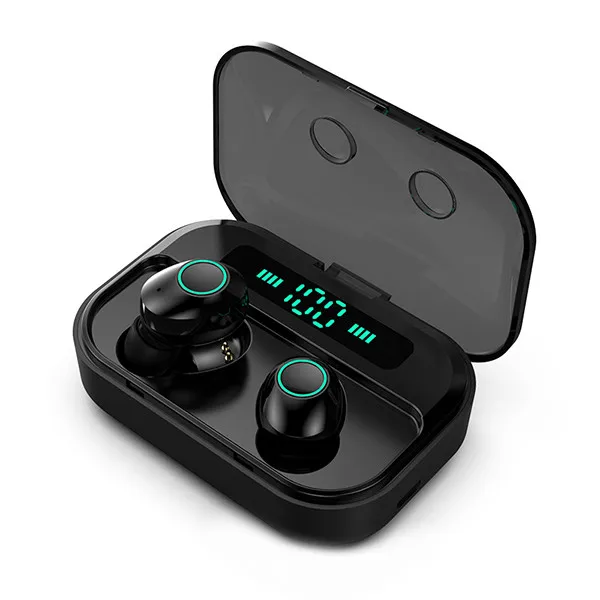 TWS Беспроводные Наушники управление голосом Bluetooth 5,0 наушники спортивные наушники с power Bank зарядная коробка для iPhone Android - Цвет: Черный