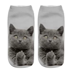 New 3D Print Funny Cute Cartoon Kitten Unisex Short Socks Creative Colorful Multiple Cat Face Happy Low Ankle Socks For Women