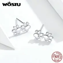 WOSTU Лидер продаж 925 пробы Серебряная лапа собака отпечаток серьги-клипс серебро 925 ювелирные изделия для женщин Свадебные серьги, ювелирные изделия FIE718