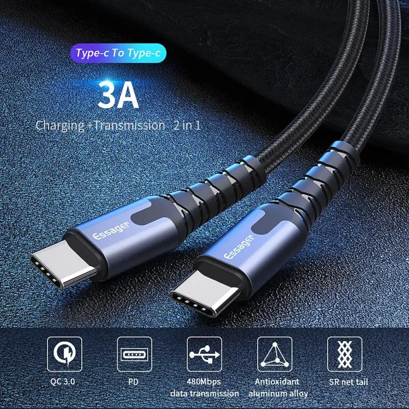 Type-c PD2.0 двойной type-c кабель для быстрой зарядки кабель usb type C для huawei samsung Xiaomi Redmi Note 7 8 10