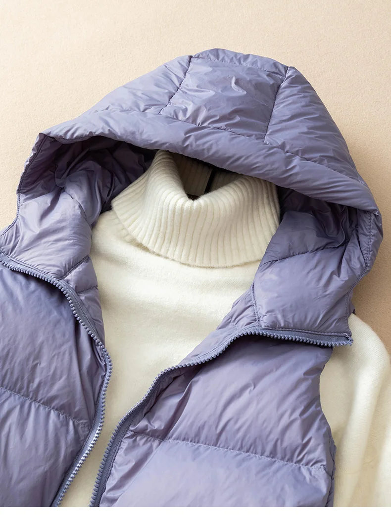 SEDUTMO Winter Duck Down Jacket Women Short Warm Thick Hooded Vest Female Slim Quilted Sleeveless For Spring ED1820