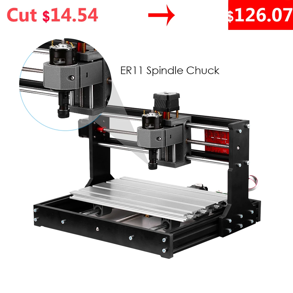 

CNC 3018 Pro GRBL Control CNC Machine Wood Router Laser Engraver with Offline Controller ER11 5mm Extension Rod Woodworking Tool