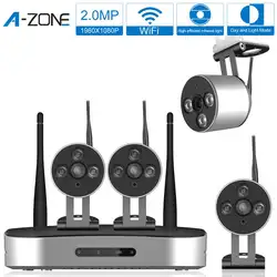 A-ZONE 1080P HD видеокамера с wi-fi системой 4CH 2.0MP NVR аудио беспроводная домашняя/наружная CCTV ip-видеокамера комплект