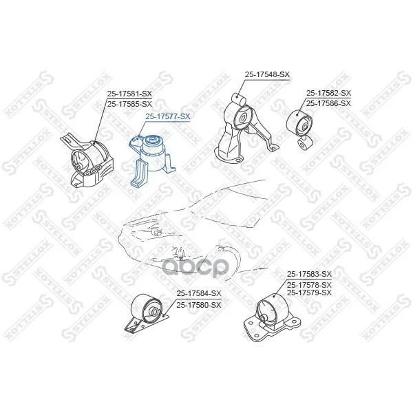 25-17577-Sx_подушка Двигателя Правая! Mitsubishi Outlander Cu# 2002-2006 Stellox 2517577sx Stellox арт. 2517577SX