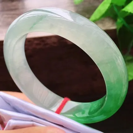 

Zheru jewelry natural light color two-color Burmese jade 54-64mm bracelet elegant princess jewelry best gift