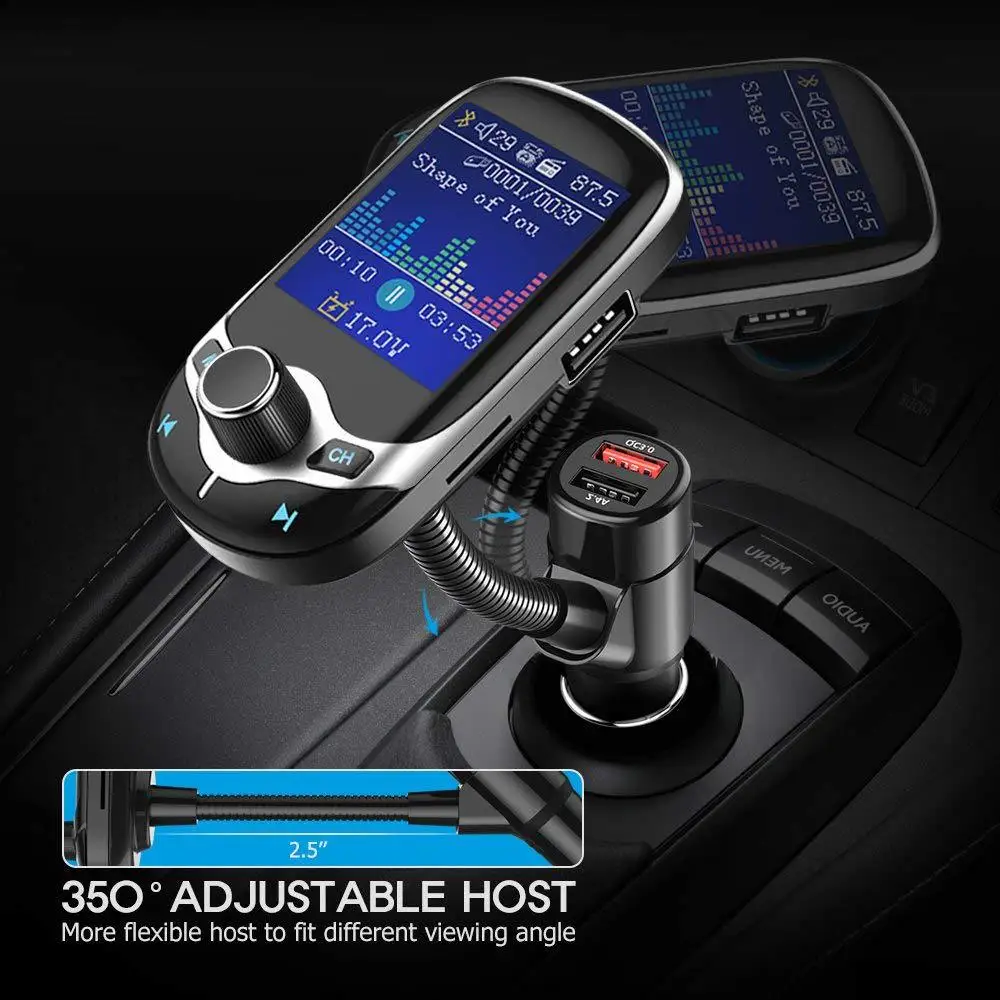 JINSERTA Автомобильный MP3 музыкальный плеер Bluetooth 5,0 приемник FM USB передатчик QC3.0 зарядное устройство U диск/TF карта AUX lossless музыка