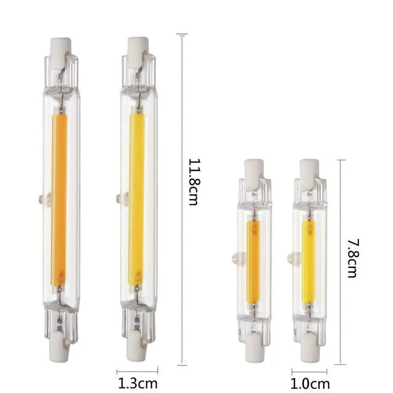 R7S Dimmable COB LED Lamp Bulb Glass Tube for Replace Halogen Light Spot Light 78mm 118mm AC110V 230V 6W 10W Energy Saving 3