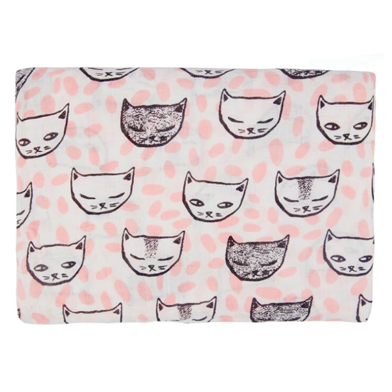 Детская муслиновая пеленка для предотвращения загрязнения подушка для купания младенцев Полотенце-пеленка одеяло s многофункциональный дизайн детская обертка 120*120 см - Цвет: Red cat