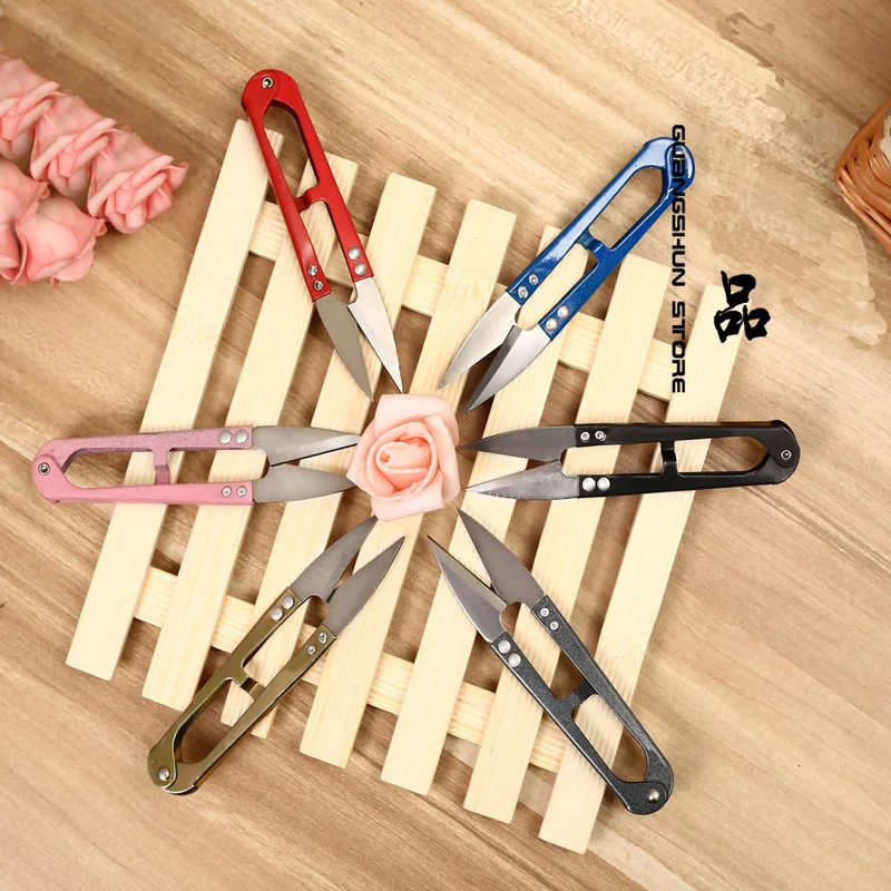 1Pcs 2017 Multicolor Trimming Sewing Scissors Nippers U Shape Clippers Yarn Stainless Steel Embroidery craft Scissors Tailor