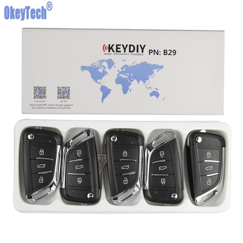

OkeyTech 5PCS/LOT B29 3Buttons B Series KD Remote Control Blank Key For KD300/KD900/URG200 Programmer Remote KD Control Key