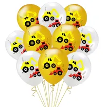 10 шт конфетти латексные воздушные шары конструктор; экскаватор транспорт тема воздушные шары инженерные С Днем Рождения украшения поставки