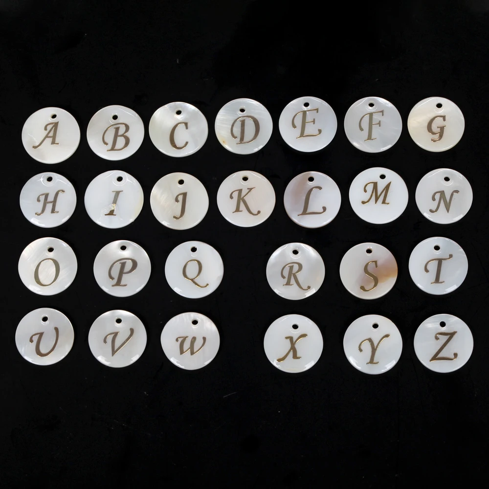 Natürliche 26 Brief Weiß Shell Alphabet Spacer Perlen für Schmuck, Die DIY Handgemachten Anhänger Halskette – Detail 4