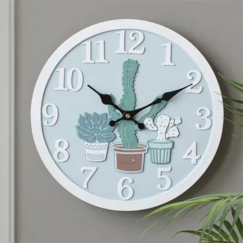 

Resin Succulents Wall Clock Living Room Fashion Modern Minimalist Personality Creative Mute Hanging Quartz Clock Home Decor