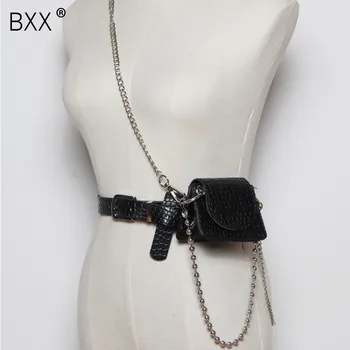 

[BXX] PU Leather Chain Split Mini-bag Long Belt Personality Stone Pattern Women Fashion Tide All-match Spring Autumn 2020 HM865