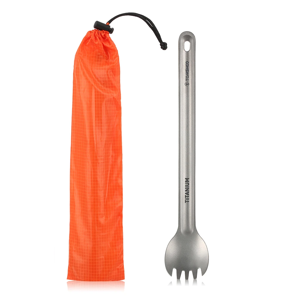 Camping Cutlery Portable Tableware Portable Cutlery Titanium Tableware Titanium Long Handle Spork for Outdoor Camping