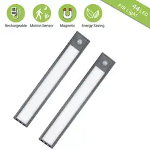 Светодиодная подсветка под шкаф 20/30 см USB Перезаряжаемые движения Сенсор шкаф Ночной светильник с Магнитная прокладка для Кухня шкаф прихожей