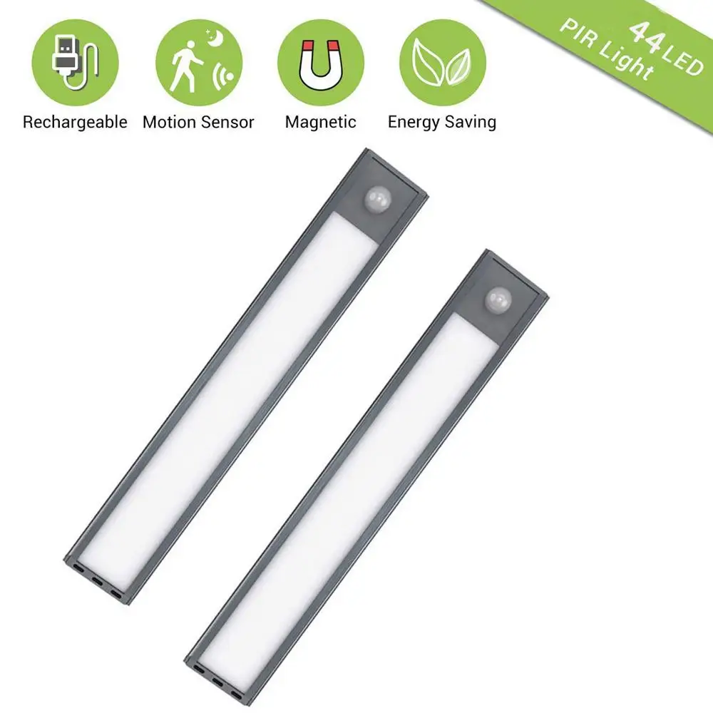 Светодиодная подсветка под шкаф 20/30 см USB Перезаряжаемый датчик движения ночник с