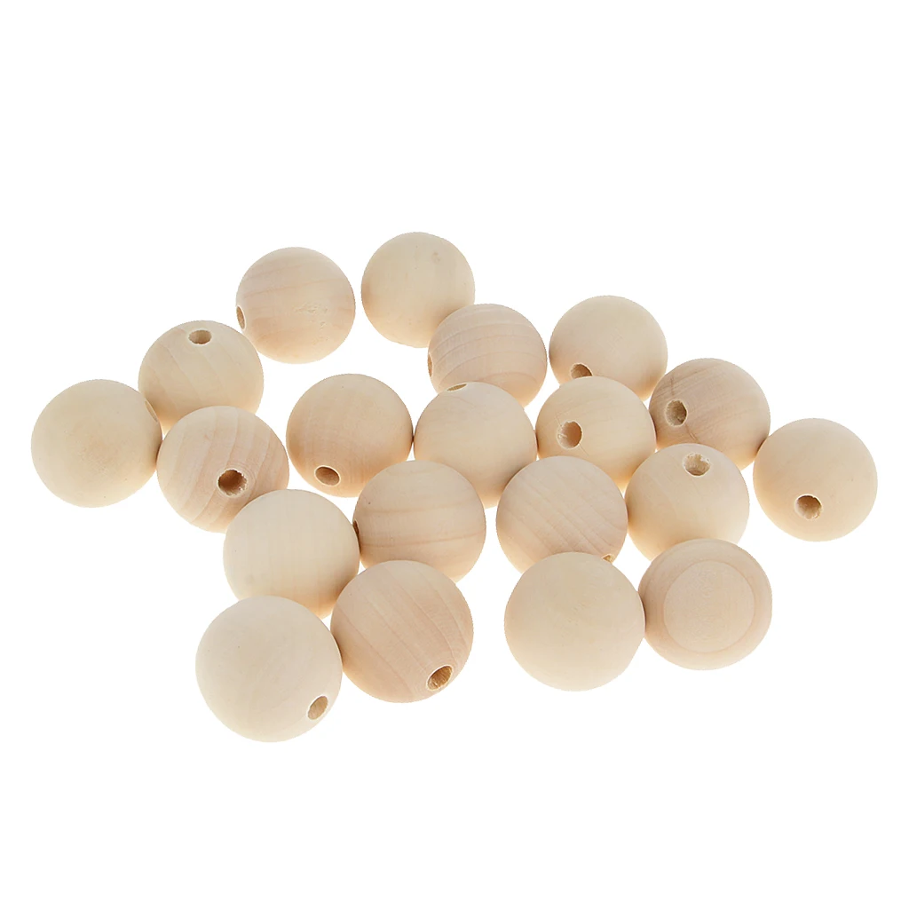 20pcs Unpainted Smooth Round Beads 35mm Large Spacer DIY Art Project Craft