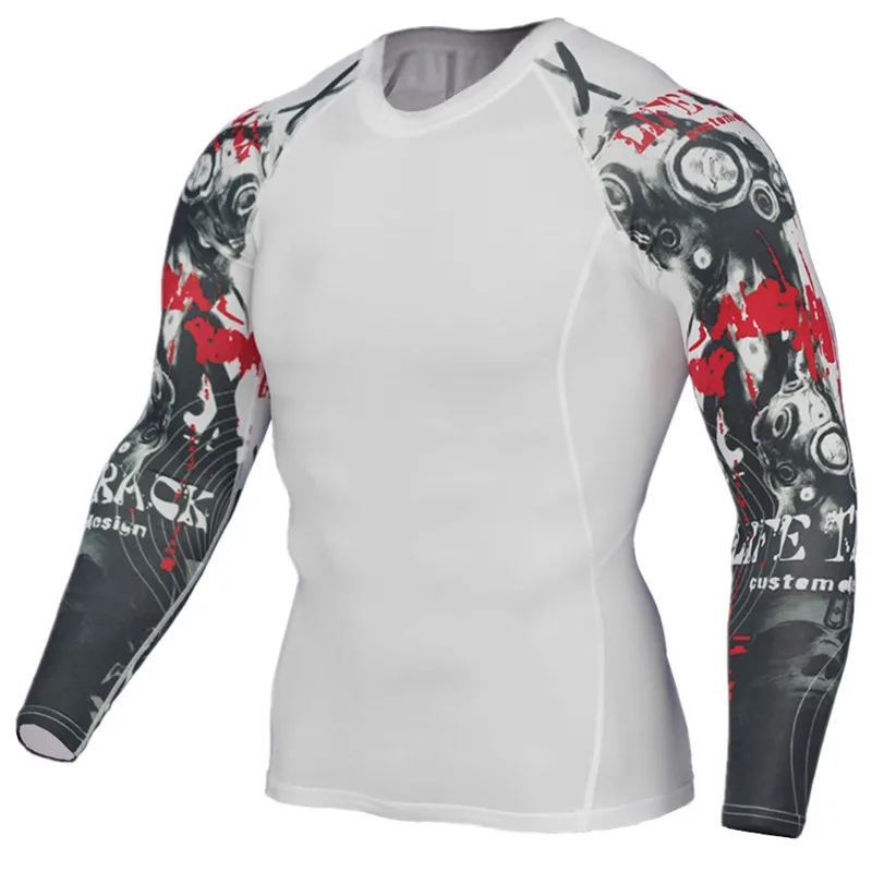 Мужская компрессионная футболка с длинным рукавом для бега, быстросохнущая футболка для бодибилдинга, тяжелой атлетики, базовый слой, для спортзала, фитнеса, облегающие футболки - Цвет: C13