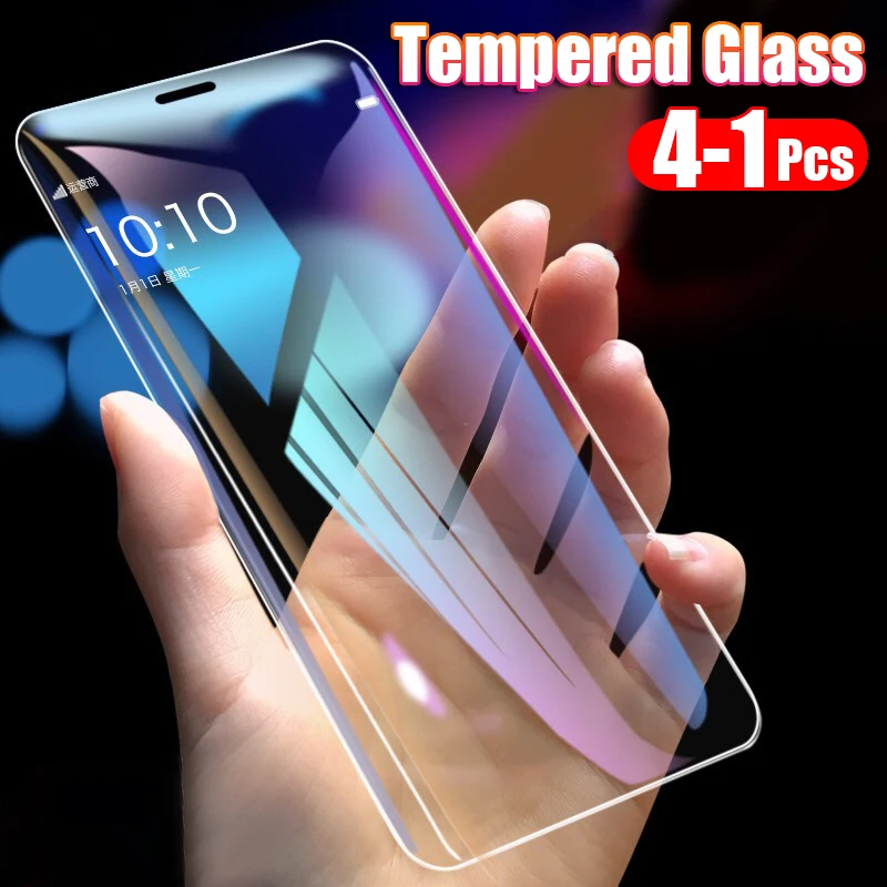 

4-1Pcs Full Tempered Glass Cover For iPhone 11 Pro XS Max XR X XS Screen Protector Glass For iPhone 6 6s 7 8 Plus Protector Film