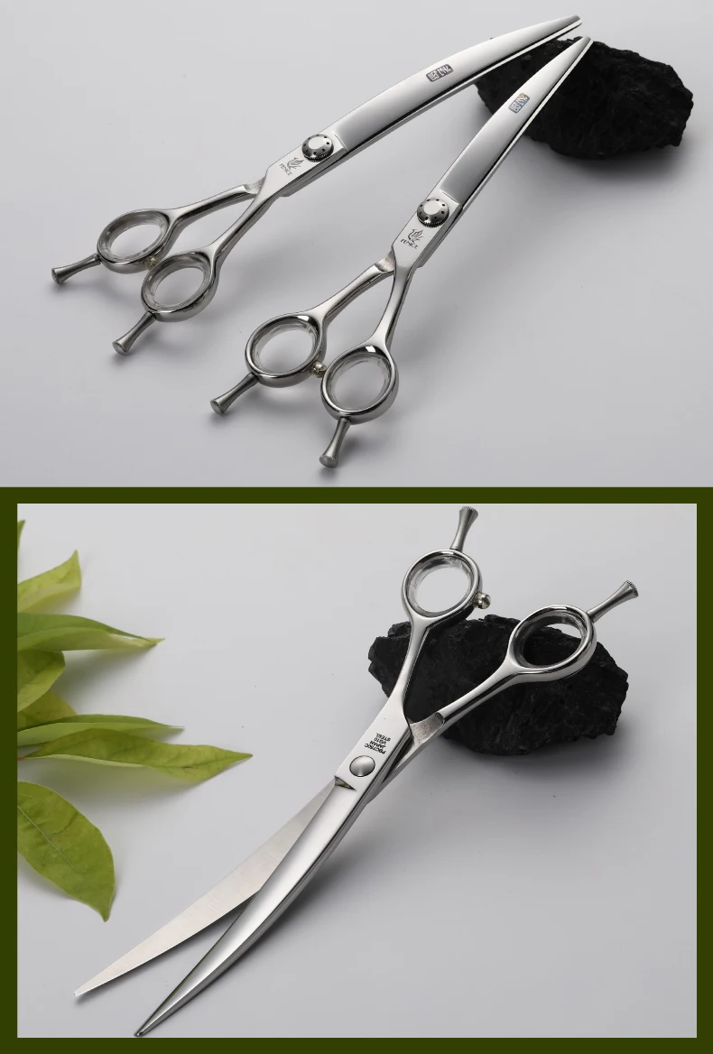 Fenice 7,0/7,5 дюйма Профессиональные ножницы для стрижки домашних животных, Стрижка собак, стрижка волос, изогнутые ножницы, Япония 440C
