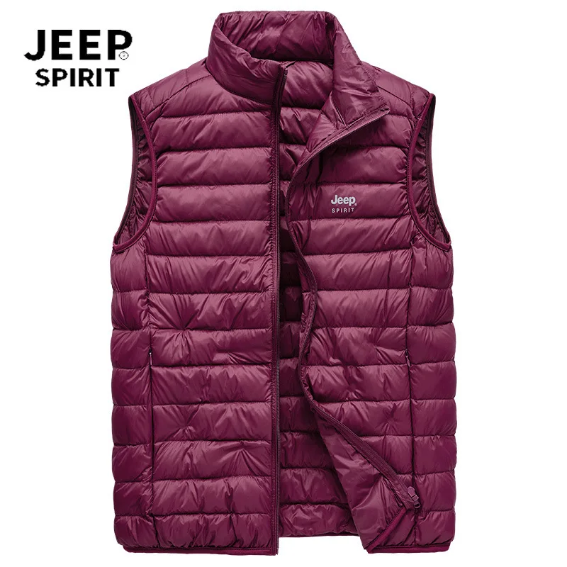 JEEP SPIRIT Осенний жилет для мужчин модный 90% белый утиный пух теплый жилет без рукавов мужской светильник s жилет Размер M-3XL