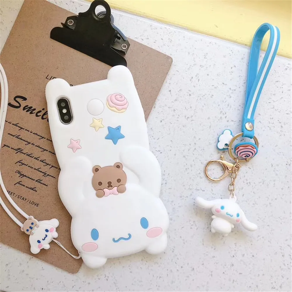 3D Аниме My melody Cinnamoroll Мягкий силиконовый чехол для телефона для iphone 11 pro max 6 7 8 plus X XR XS MAX ремешок защитный чехол