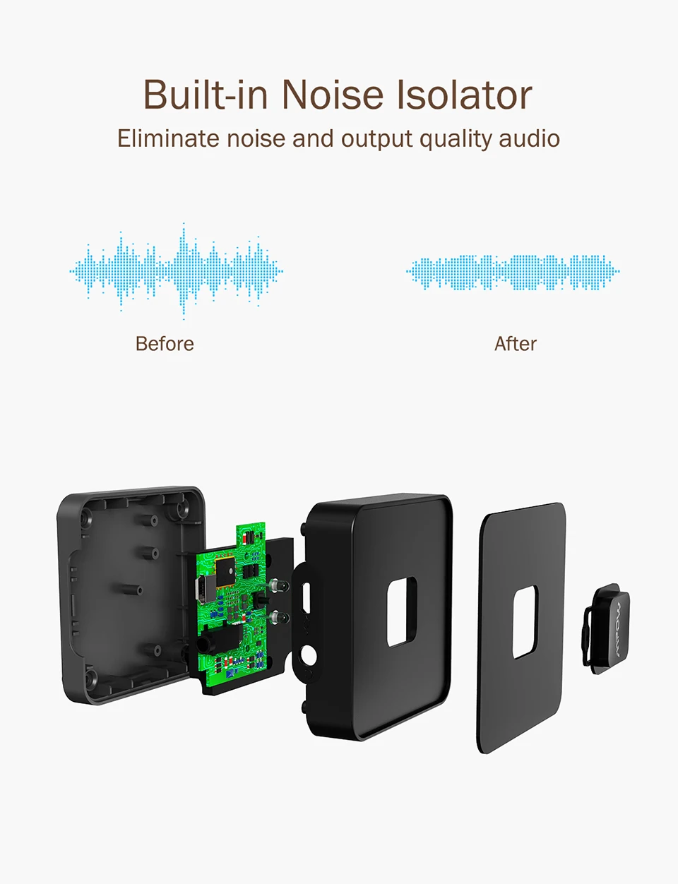 Mpow BH100 Bluetooth приемник беспроводной аудио адаптер со встроенным шумоизолятором 3,5 мм аудио разъем для ТВ домашняя автомобильная аудиосистема