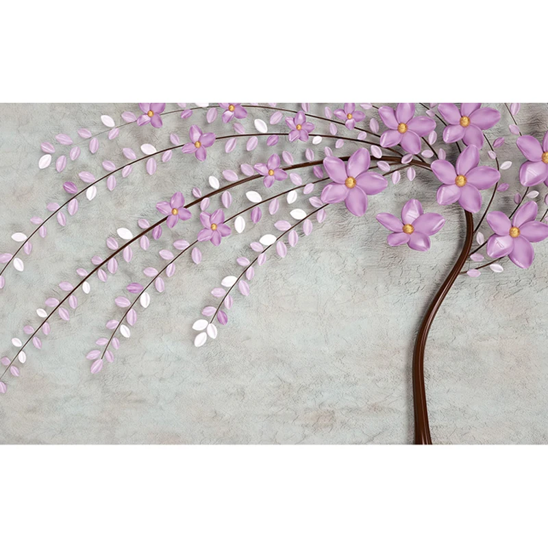Настенные 3D обои без швов с изображением фиолетового дерева на заказ фоновые для